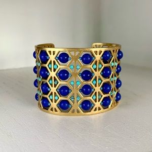 Abacus gold and blue beaded bracelet